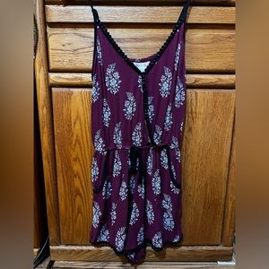 Burgundy floral romper